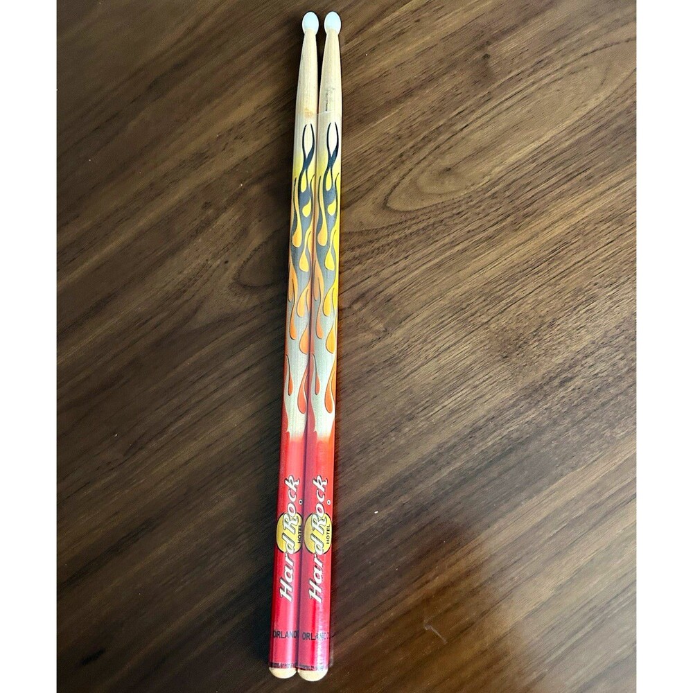 Hard Rock Hotel Orlando HRH ART STICK Drum Sticks Pair Flame Design